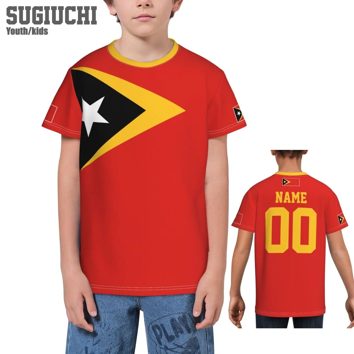 Custom Name Number East Timor Flag Emblem 3D T-shirts For Kids Youth Boy/Girl Tees jersey Soccer Football Fans Gift T shirt