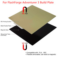 Adventurer 3 Smooth PEI Plate Flexible PEI Spring Steel Sheet Build Plate for FlashForge Parts 170x170mm Tool-Free Model Removal