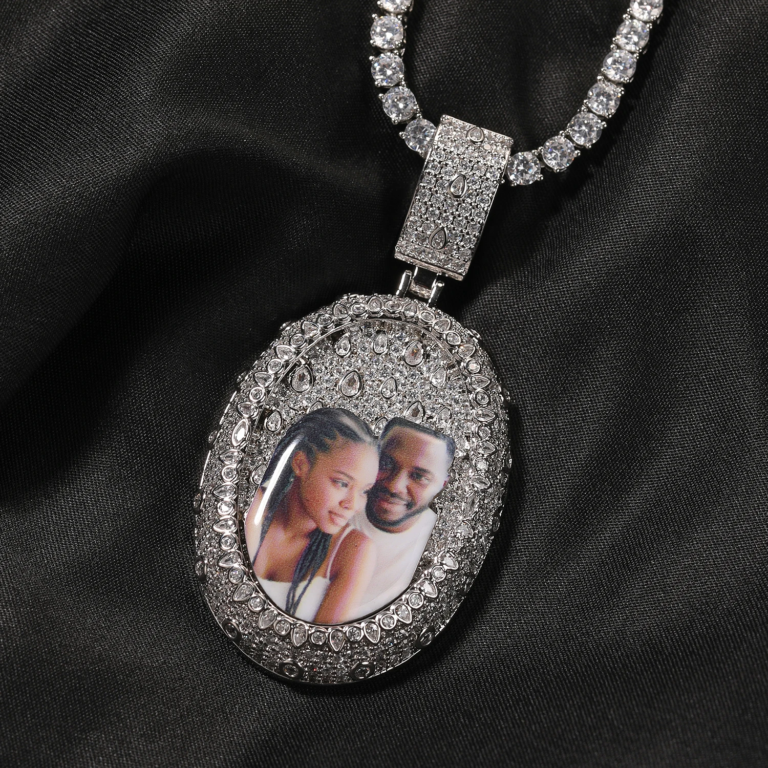 

Подвеска UWIN в форме овала с изображением, памятные кулоны в виде капли воды, персонализированные украшения в стиле хип-хоп для рэперов