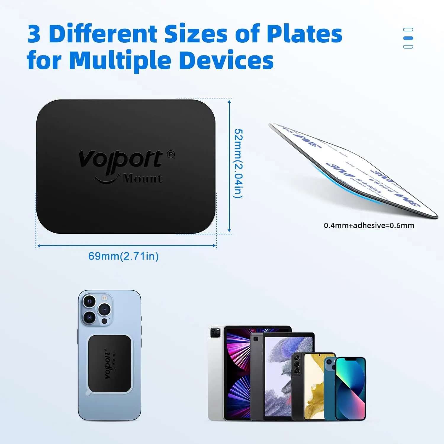 Magnetische telefoonplaat 6-pack, 3M zelfklevende metalen pad voor automontage Dashboard Vent CD-voorruithouder