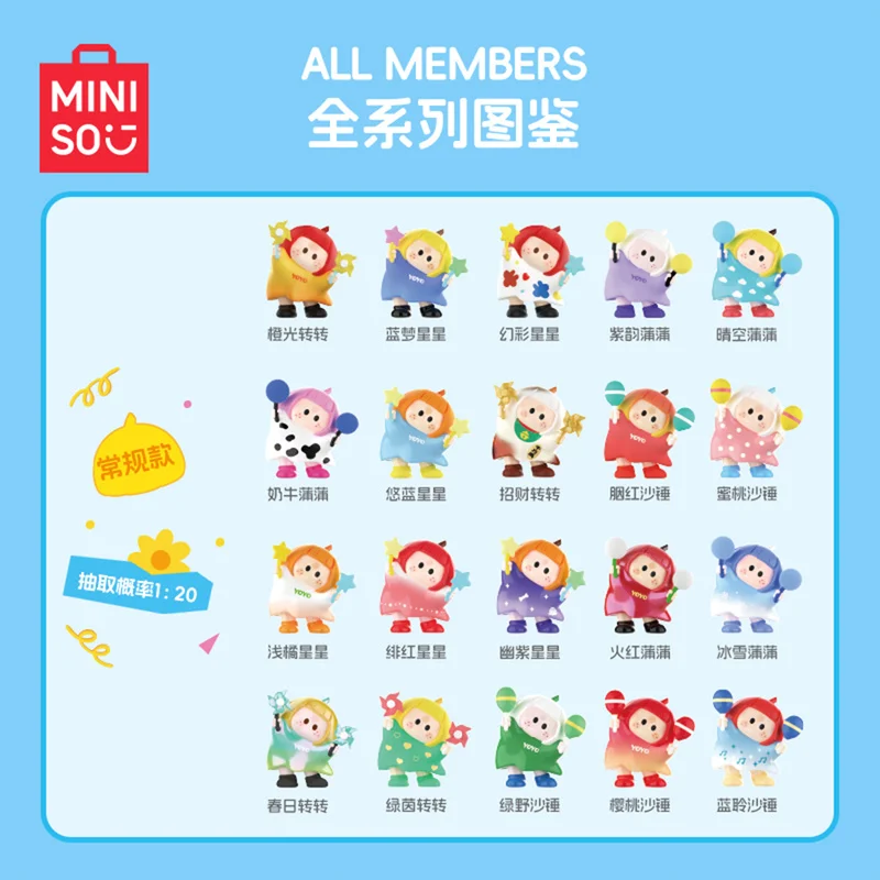 

Miniso Youyou Jiang Playful Tilted Head Series Iconbox Blind Box Kawaii Mini Beans Figure Collectible Desk Decor Trendy Gift