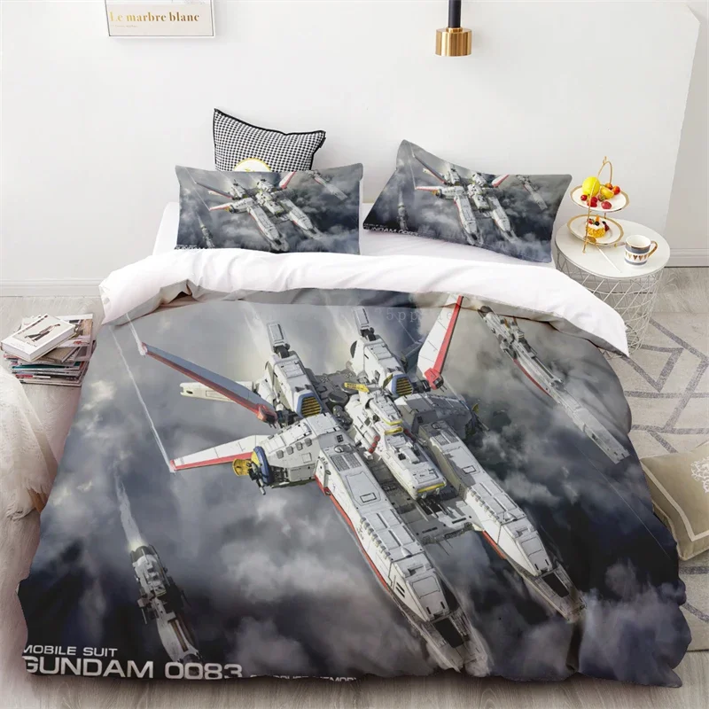 3pc Duvet Cover Mobile Suit Gundam Movie Childhood Anime Soft and Comfortable Suitable for Kids and Adults Gift