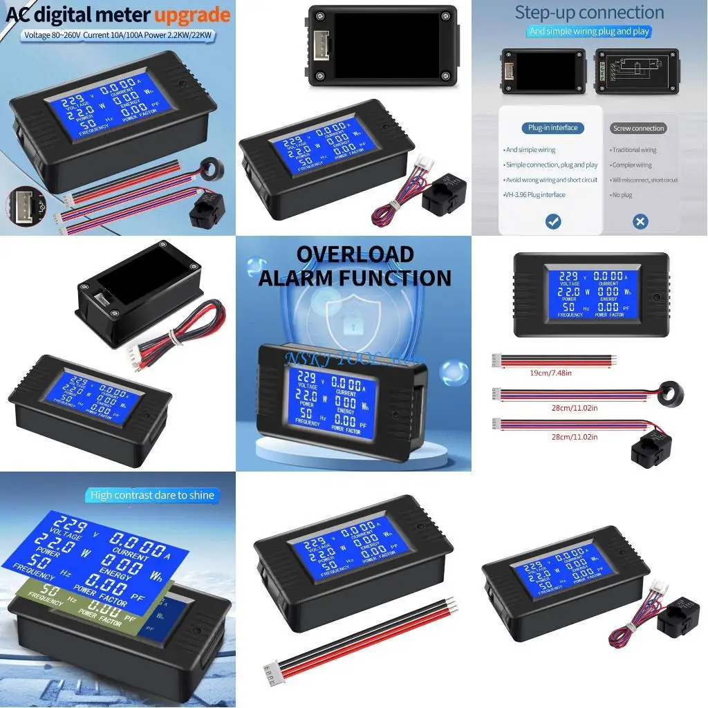 

L8RC LCD Display Current Power Energy Meter Digital Detector Current Meter