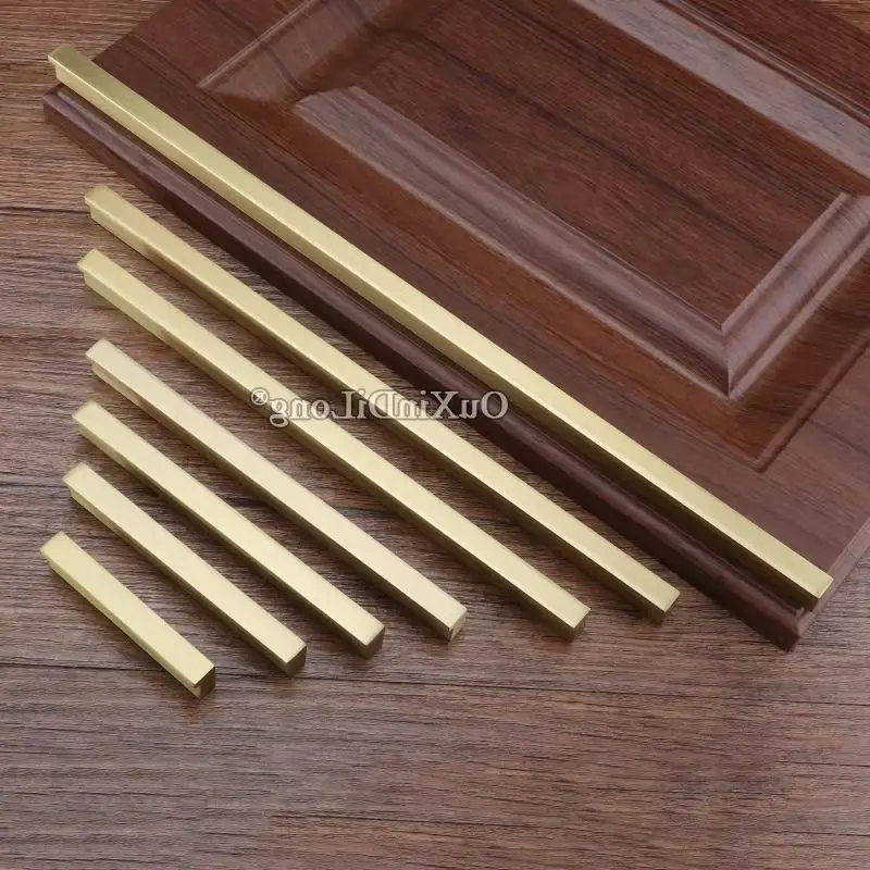 Plus Length 4PCS European Solid Brass Kitchen Cabinet Pulls Handles Cupboard Wardrobe Drawer Cabinet Door Handles and Knobs