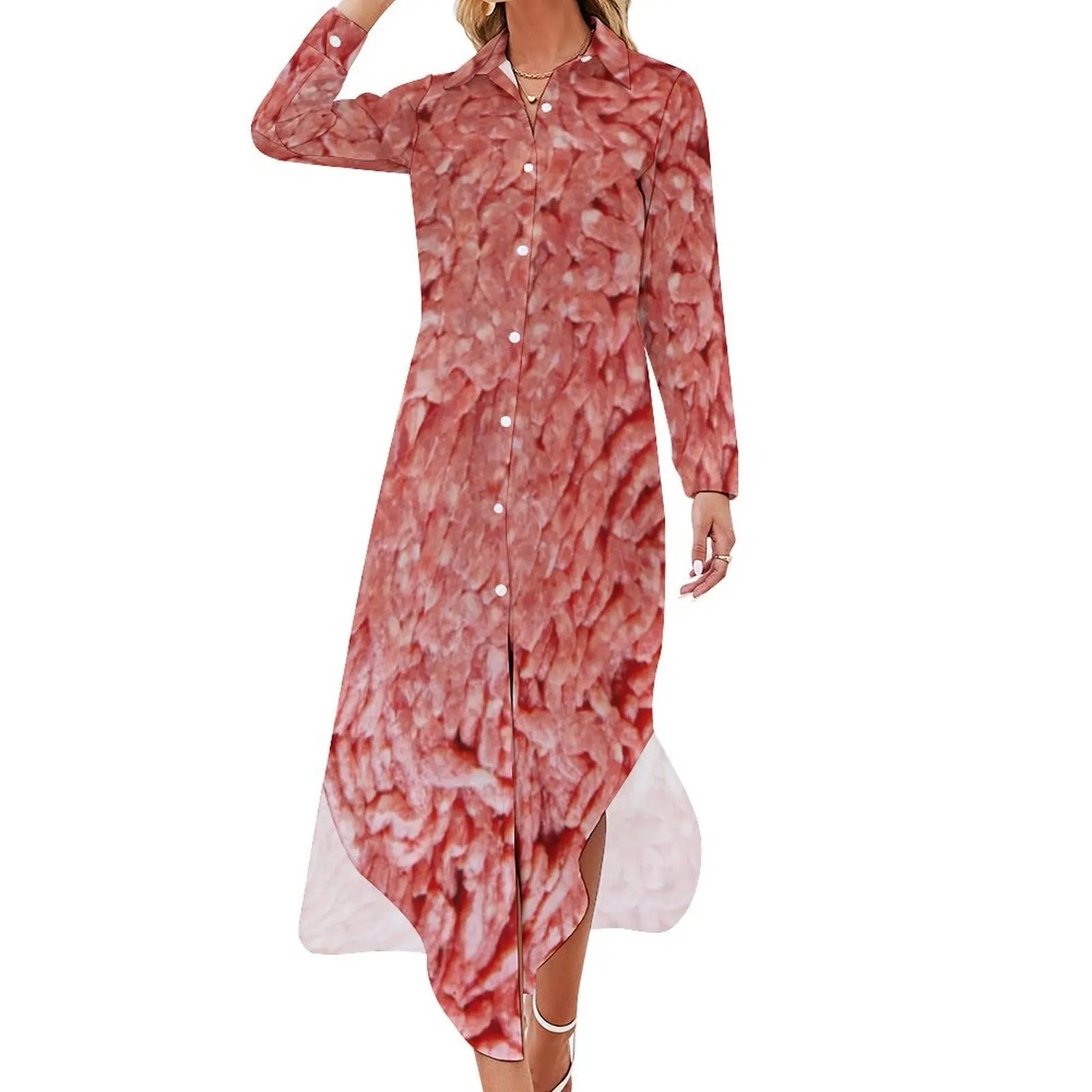 

Ground Beef Long Sleeved Shirt Dress party dress women elegant luxury Evening gown