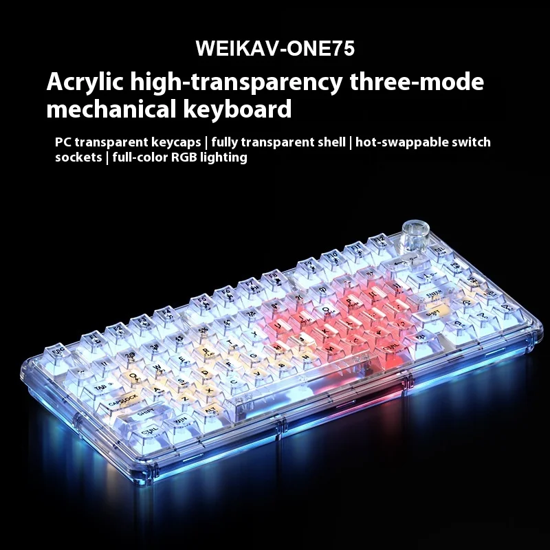 

Weika One75 Three-Mode Customized Mechanical Keyboard Acrylic Transparent Gasket Structure Rgb Game Office