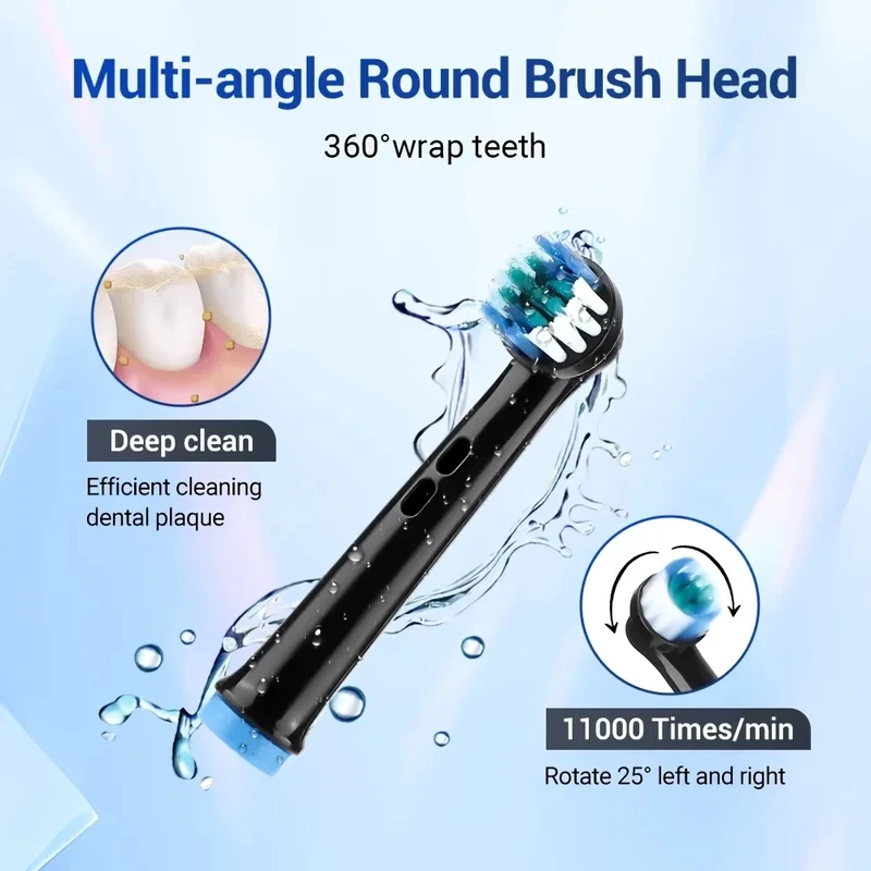 Smart Rotating Timing Electric Toothbrush, Rechargeable Rotary Toothbrush with 4 Heads, 5 Modes Setting Teeth Whitening Oral