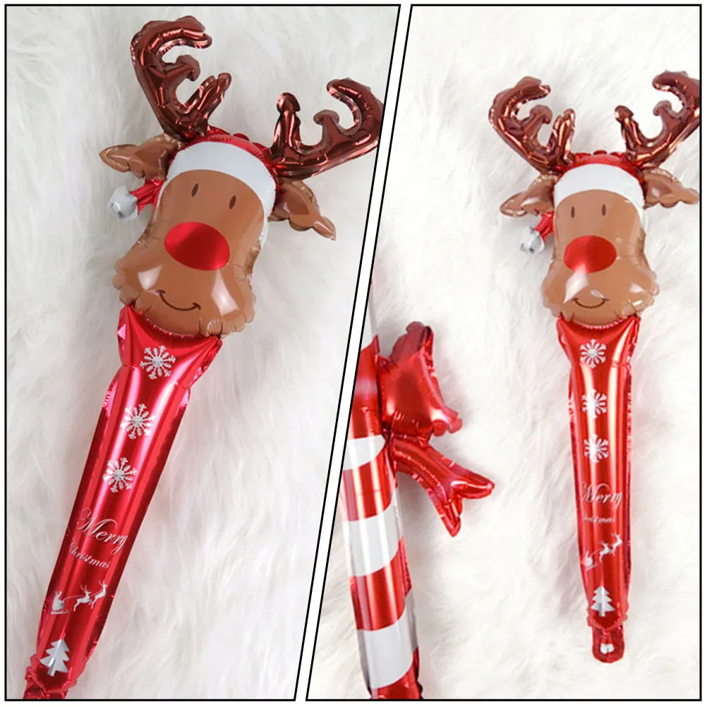 

10Pcs Christmas Inflatable Elk Head Stick Balloons High Quality Aluminum Film Xmas Party Supplies Festive Holiday Decoration
