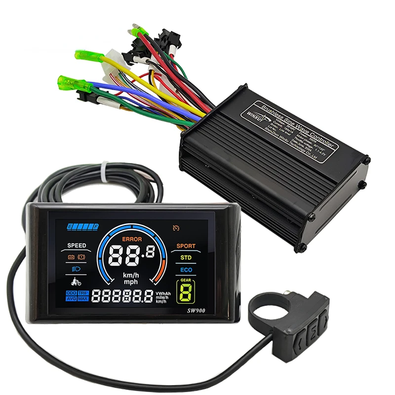 36V 48V 350W 18A Ebike Sine Wave Brushless Motor Universal Controller SW900 Color LCD Display Kit