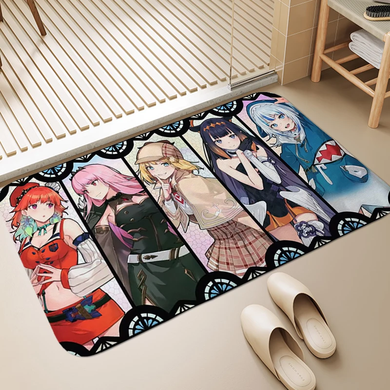 Anime Carpet for Bedroom Hololive House Interior Entrance Mat Washable Non-slip Kitchen Bathroom Rug Entrance Doormat Home