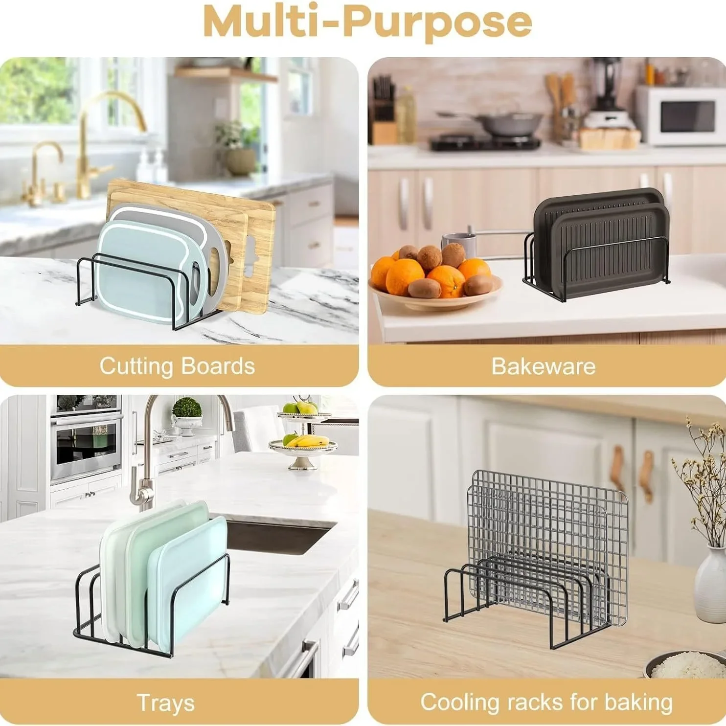 Multi Layer Chopping Cutting Board Holder Pot Lid Organizer Rack Shelf Stand Kitchen Storage Holder Space Saving for Kitchen