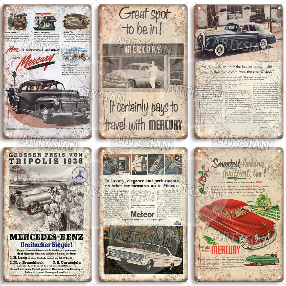 Automobile Metal Sign Car Truck Van Pickup Bus Ads Metal Plaque Mercury Pontiac Dodge Chrysler Studebaker Packard Daimler