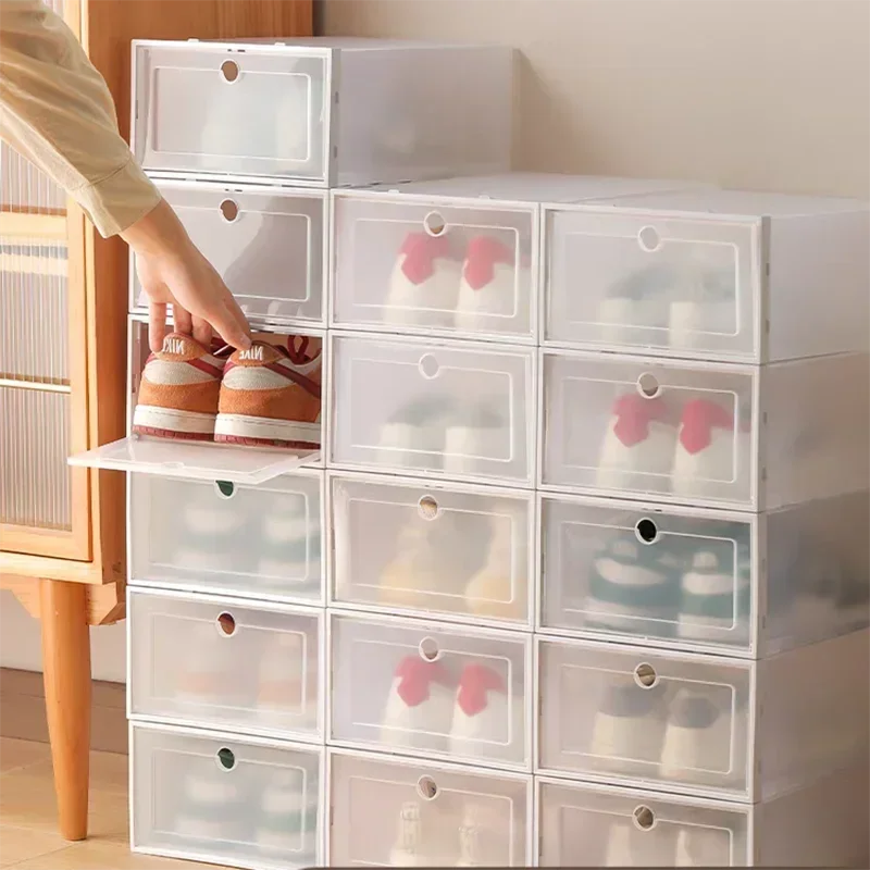 Folder Plastic Antioxidant Shoe Cabinet High Transparent Slippers Sneakers Storage Shoes Box Dustproof Shoe Organizer Box