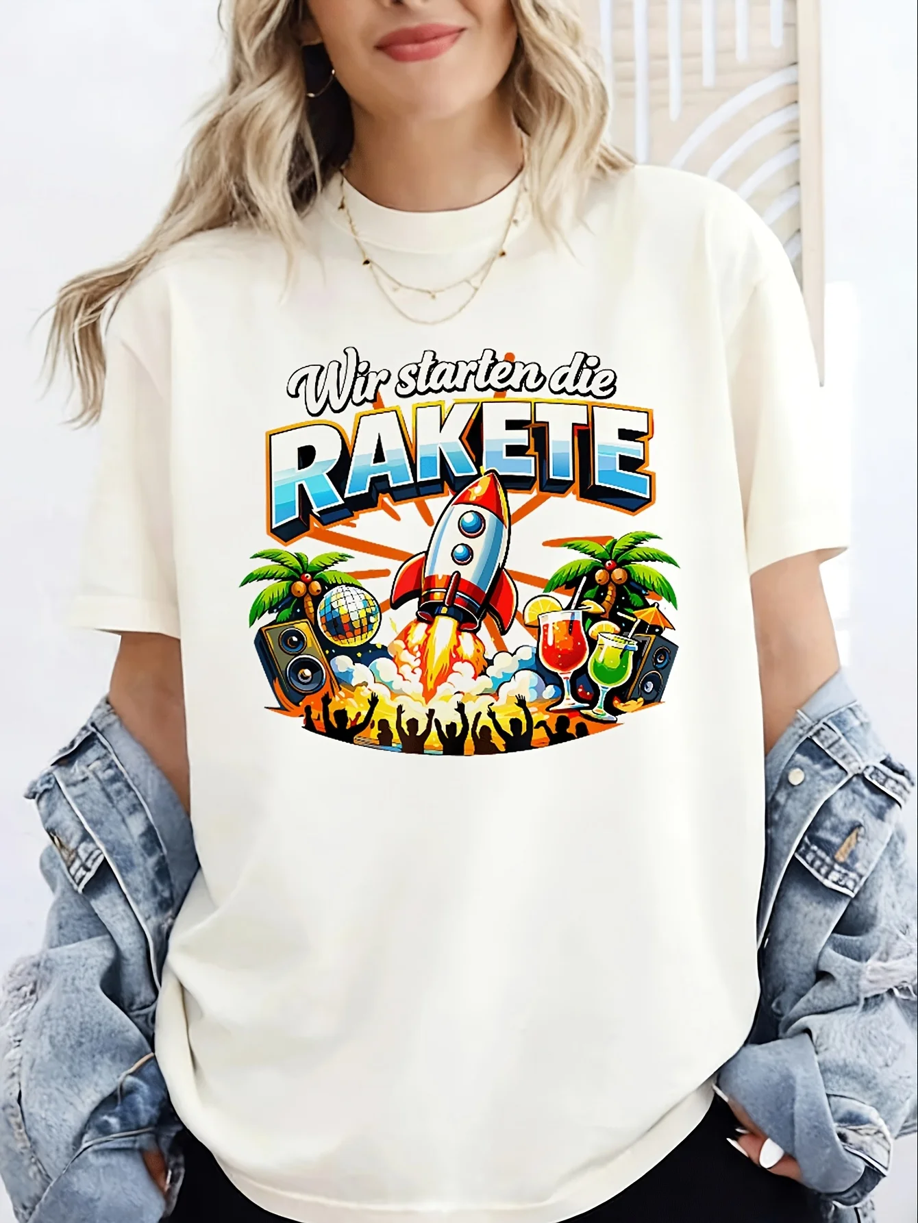 We Launch The Rocket Malle Departure Playa Daydrinking Y2K Oversized for women Retro 2000S  Unisex All T-Shirt
