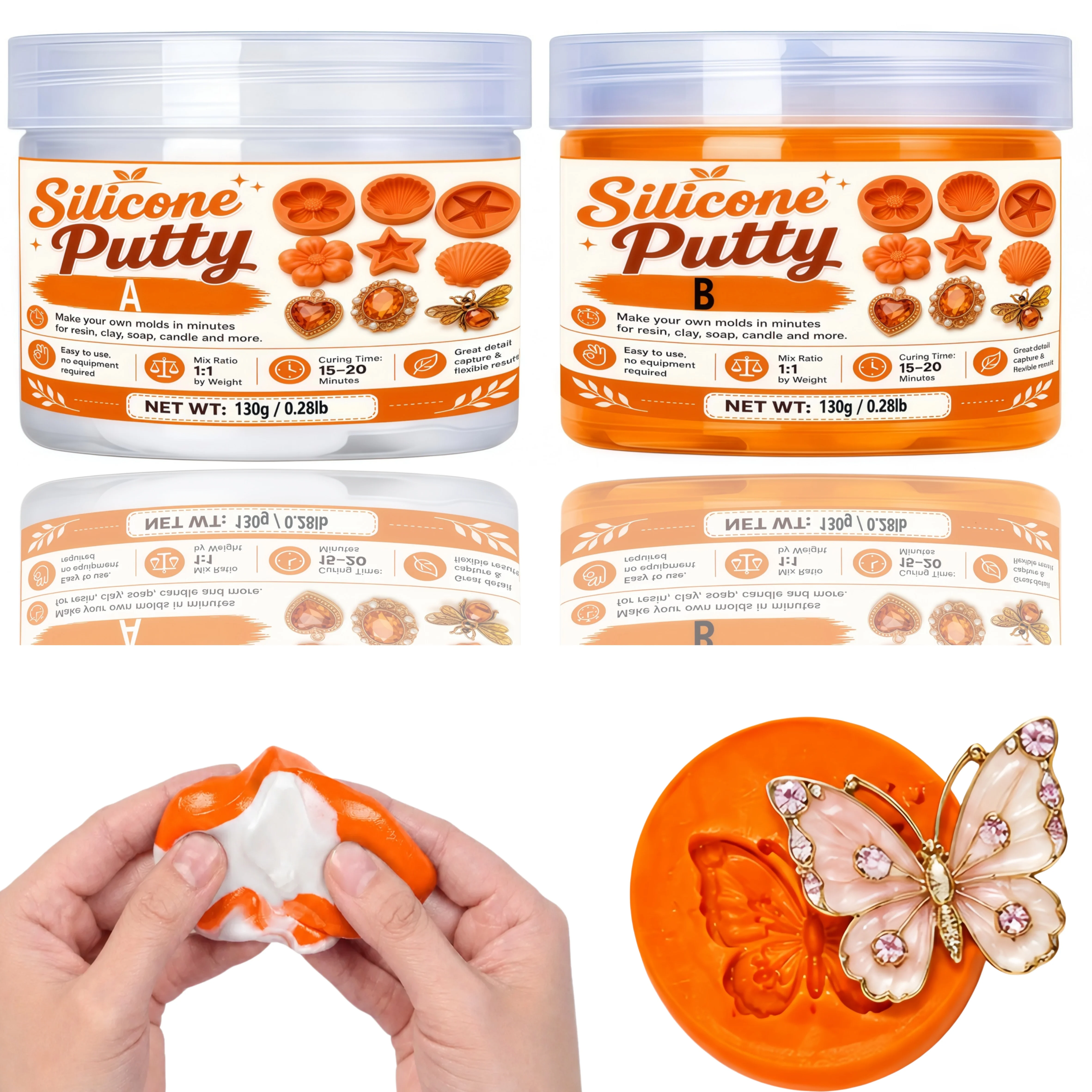 Silicone Putty Kit for DIY Making | Non-toxic, Heat | for DIY Resin Casting Resin and Epoxy, Wax, Crafts and DIY Project Make