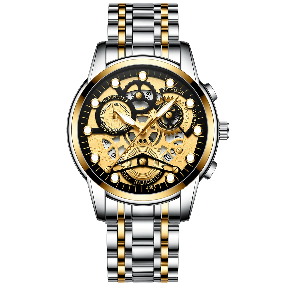 UTHAI CQ290 Orologio da uomo d'affari di moda cinturino in acciaio inossidabile calendario luce notturna orologio al quarzo orologio di lusso orologi da regalo per uomo