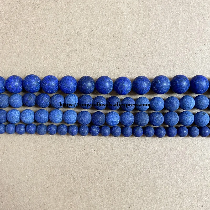 Natural Stone Matte Dyed Lapis Lazuli Round Loose Beads 15\