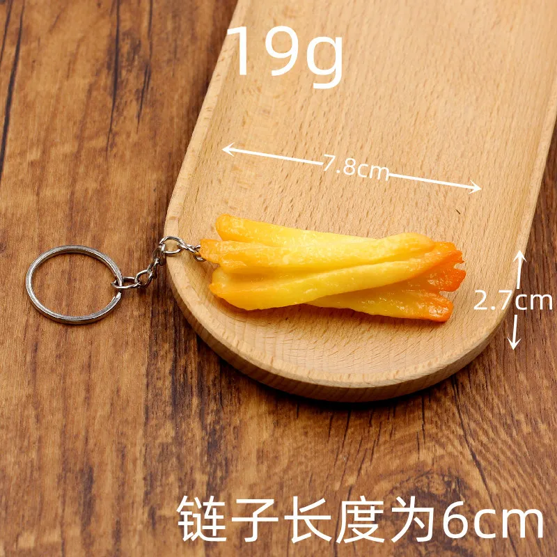 Luxury woman jewelry Simulated food keychain creative fried chicken legs and fries model key chain cute items