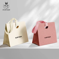 Custom gift bags thick texture luxury packaging gift paper bags with ribbon, custom jewelry pack personalized shopping paper bag