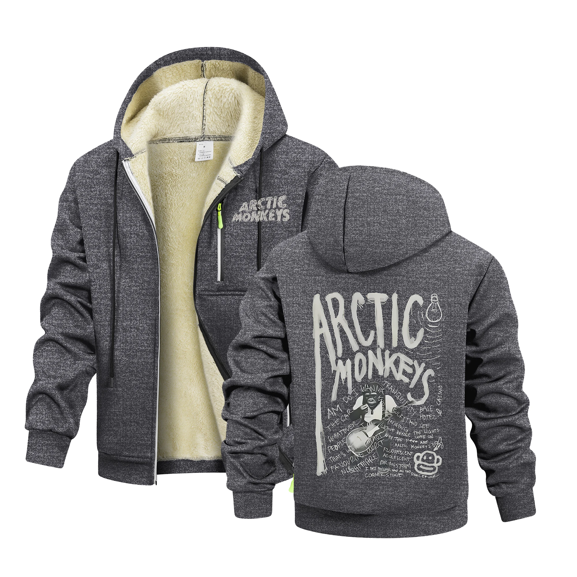 

Men's Black Zipper Jacket Hoodie Autumn Winter Outdoor Sports Travel Casual Workwear Hooded Jacket Thick Warm Clothing