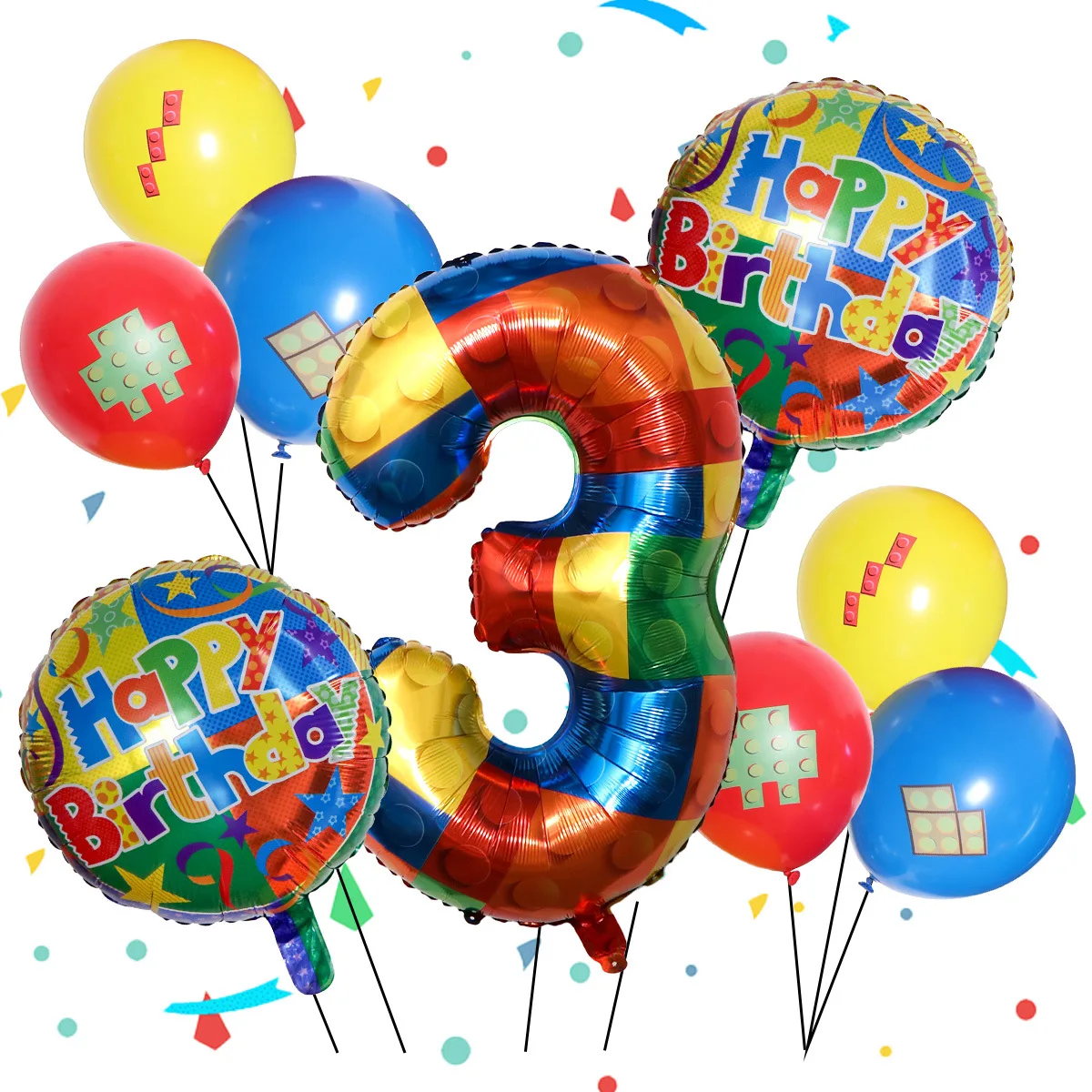 9Pcs 32inch Building Block Number Balloons Foil Balloon for Colorful Blocks Theme Birthday Party Boy Baby Shower Decorations image 3
