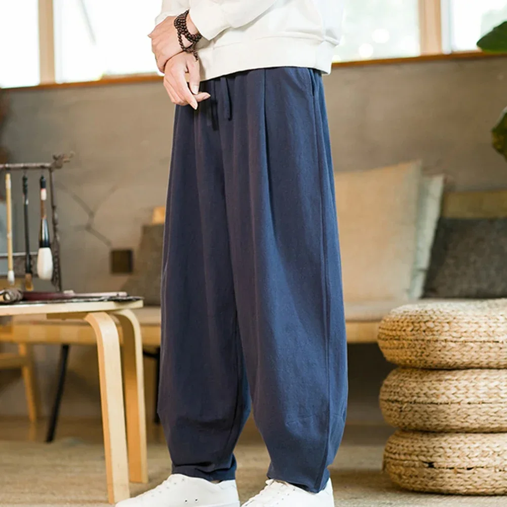 Comfy Fashion Winter Autumn Pants Trousers Solid Color Waist Wide Baggy Cotton And Linen Fitting Lantern Pant Leg