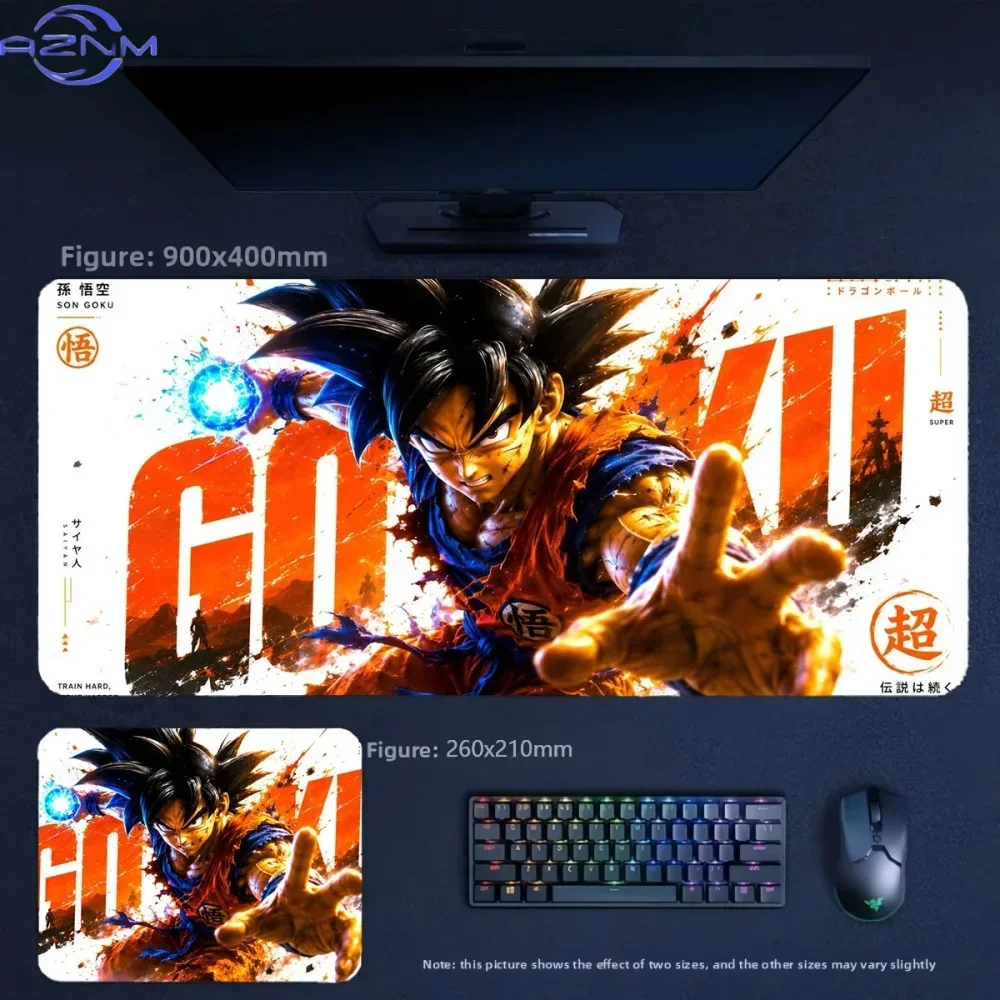 Anime Dragon Ball Son Goku Kamehameha Splash Art Large Mousepad Rubber Non-Slip Gaming Desk Mat Keyboard Pad for Home Office Dec