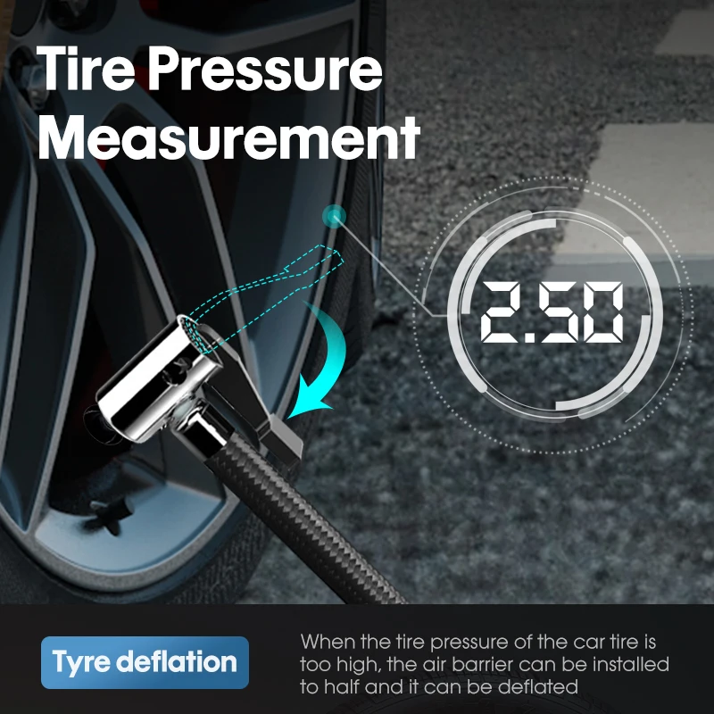 CARSUN Portable Automobile Air Compressor Digital Tire Inflation Pump LED Lamp Tire Compression Pump Compressor For Car