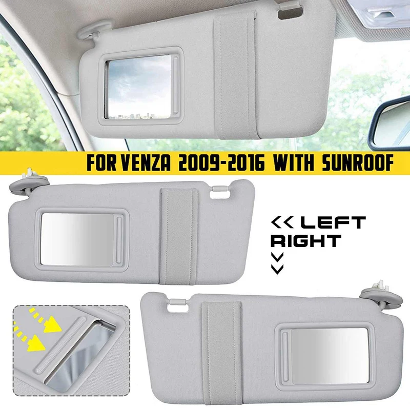 Right Passenger Side Sun Visor with Mirror 74320-0T022-B1 for Toyota Venza 2009-2016 Sunshade Sun Cover Trim 74320-0T021