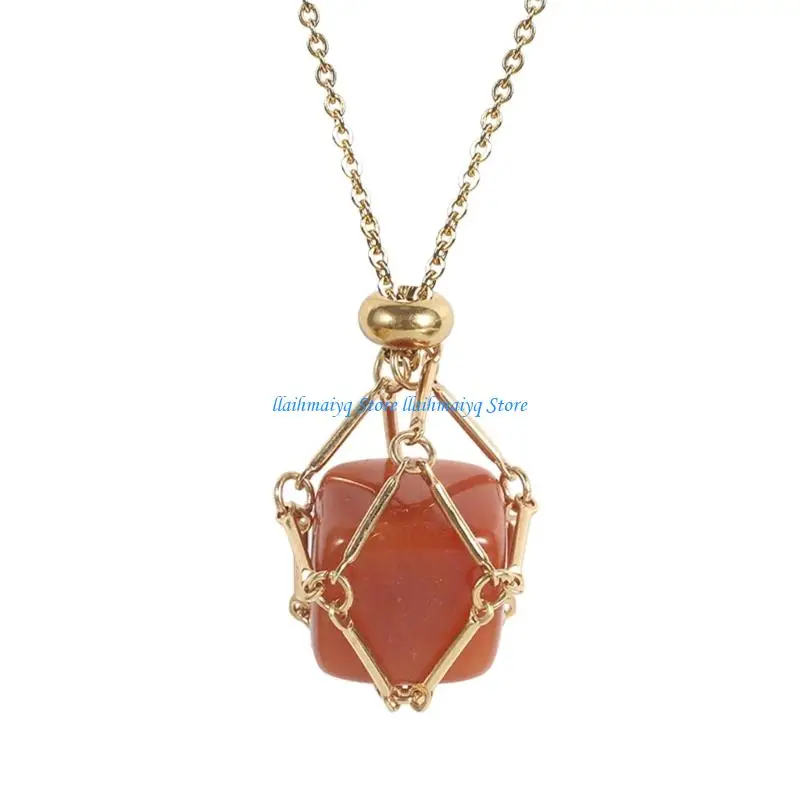 573B Unique Textured Square Necklace Mesh Netting Adjustable Length