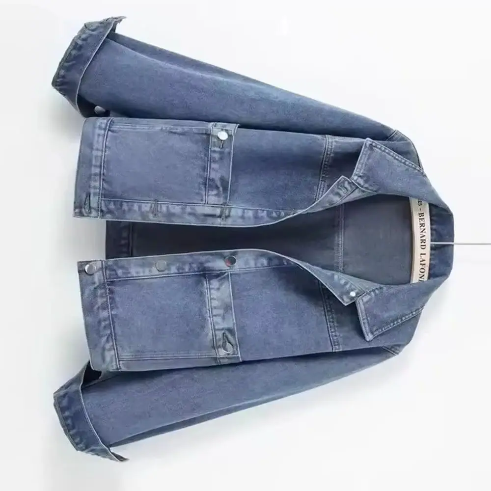 

Новая весенне-осенняя джинсовая куртка женская с большим карманом однобортная повседневная женская верхняя одежда корейская мода женское ковбойское пальто топ