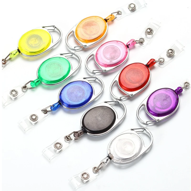 Colorful Retractable Easy Pull Key Ring ID Tag Holders Chest Clip Name Badges Work Staff Card Clip Plastic Keychain Accessories