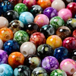 Cuentas acrílicas agrietadas para fabricación de joyas, 50 piezas, 8mm, espaciador suelto para fabricación de joyas, pulsera hecha a mano, pendiente