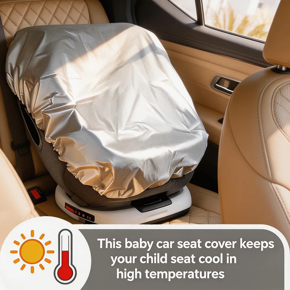 UPF50+ Car Seat Sun Shade Cover Blocks 99% Harmful UV Rays Keeps Child Seat Cool Universal Fit