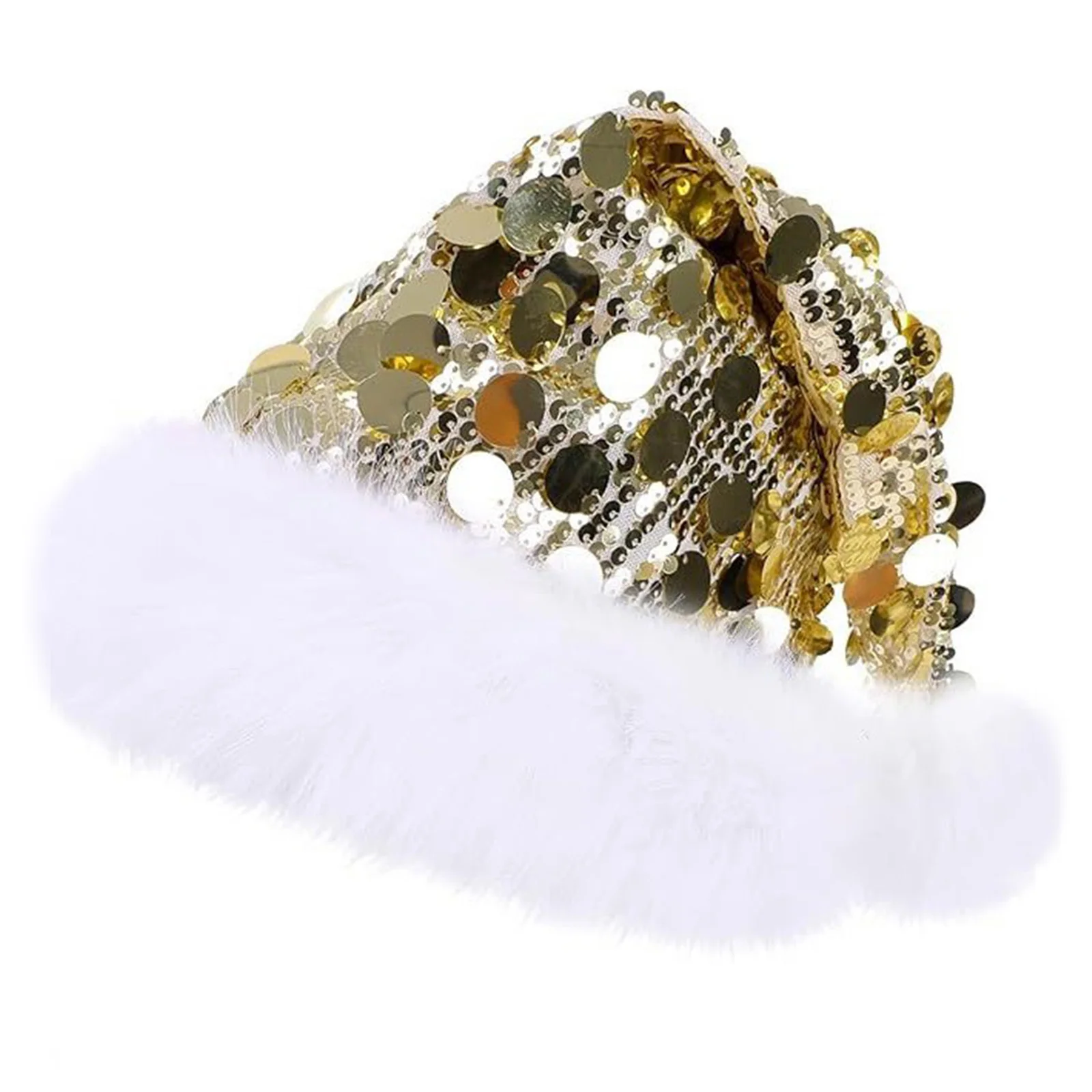 للجنسين الكبار الترتر سانتا قبعة عيد الميلاد قبعة أفخم حافة قبعة عيد الميلاد لحفلة عطلة السنة الجديدة