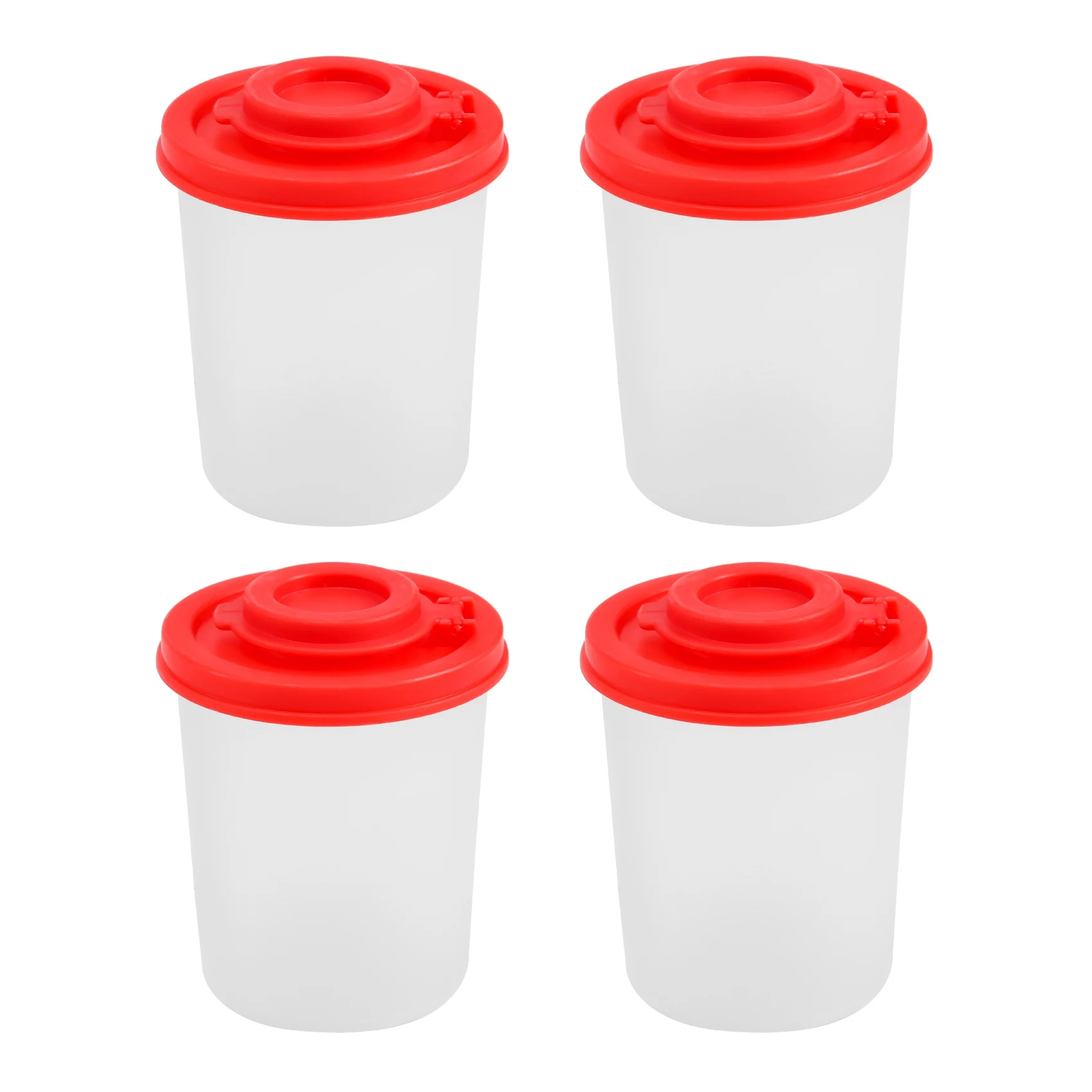 4PCS Salt and Pepper Shakers Moisture Proof Salt Shaker with Red Covers Lids Plastic Airtight Spice Jar Dispenser