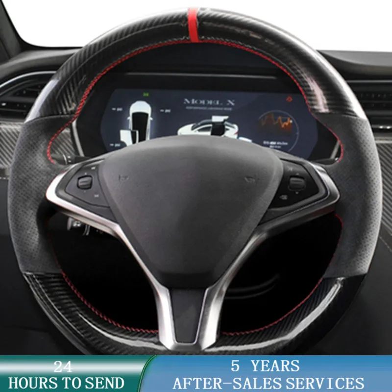 

Anti-Slip Suede Leather Car Accessories Customized Car Steering Wheel Cover For Tesla Model S 2009-2021 Model X 2012-2021