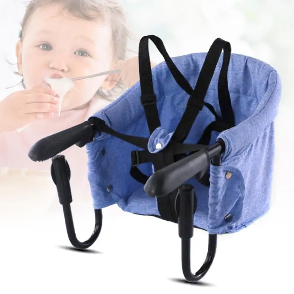 High Chair Accessories Portable Baby Feeding Seat Hook on Chair with Back Storage Bag for Babies Removable Seat for Home (Blue)