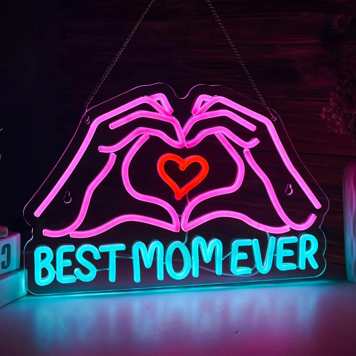 

Best Mom Ever Neon Sign for Wall Decor Mother's Day Neon Light Smart plug timer compatible USB-Powered Birthday Decoration Gift