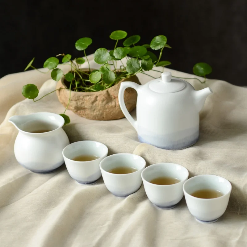 ★Yuanshan Blue and White Handmade Ceramic Tea Set Zen Landscape Painting Teapot Tea Cup Pitcher Jingdezhen Kung Fu Tea Cup