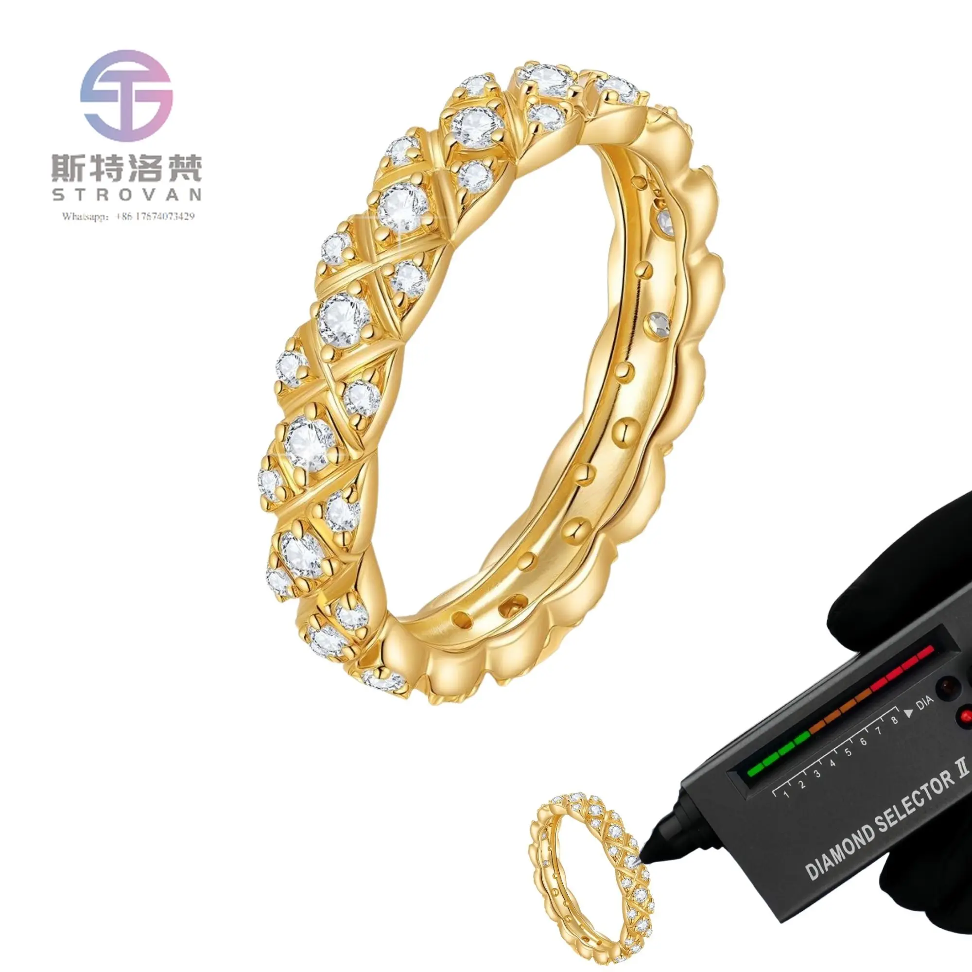 

Trendy Rhodium or 18k Gold Plated Round Cut Moissanite Ring Jewelry 925 Silver Engagement Ring Women Fashion Gift Jewelry