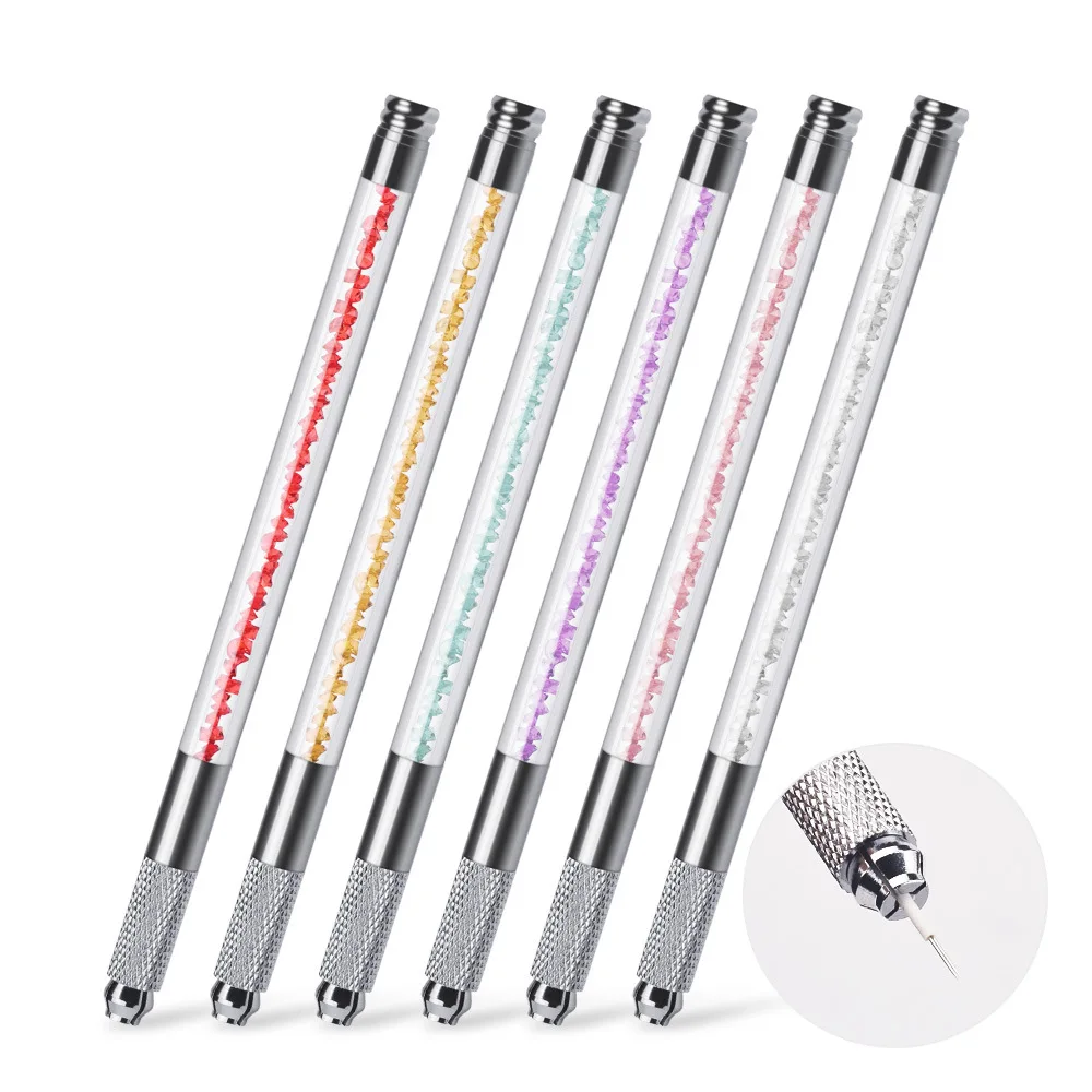 

10pcs Double Manual Crystal Tattoo Pen Semipermanent Cosmetic Eyebrow Knife Holder Microblading Pen Aluminium Tattoo Manual Pen