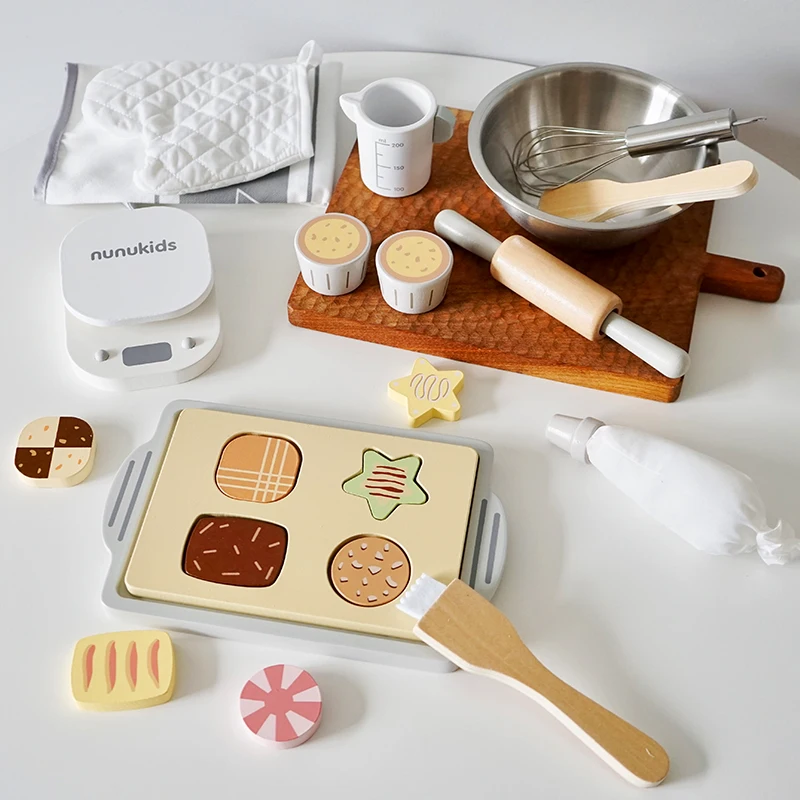 Wooden Pretend Play Kitchen Toys Montessori Cooking Toys Role Play Kitchen Accessories Educational Toys for Kids House Learning
