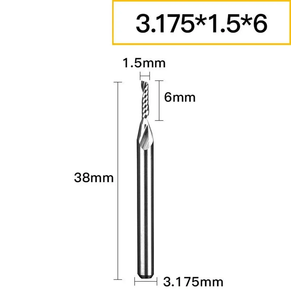 CNC Milling Cutter End Mill Accessories Replacement Single Edge Tungsten Steel Uncoated 3.175mm Handle Diameter