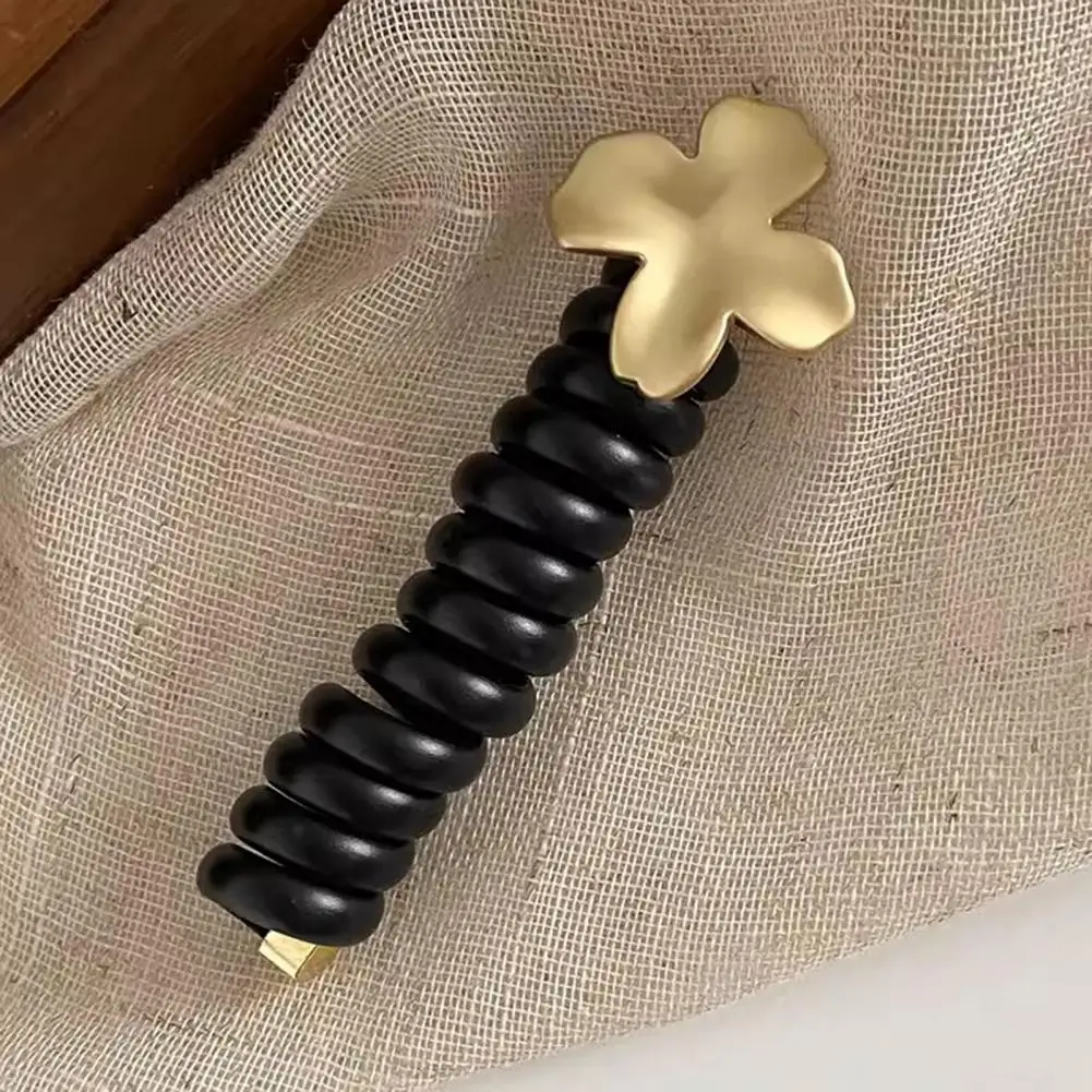 Braid Hair Rope Water-resistant Spiral Hair Coils Strong Hold Ponytail Ties with Metal Flower Decor Fall Collection for Women