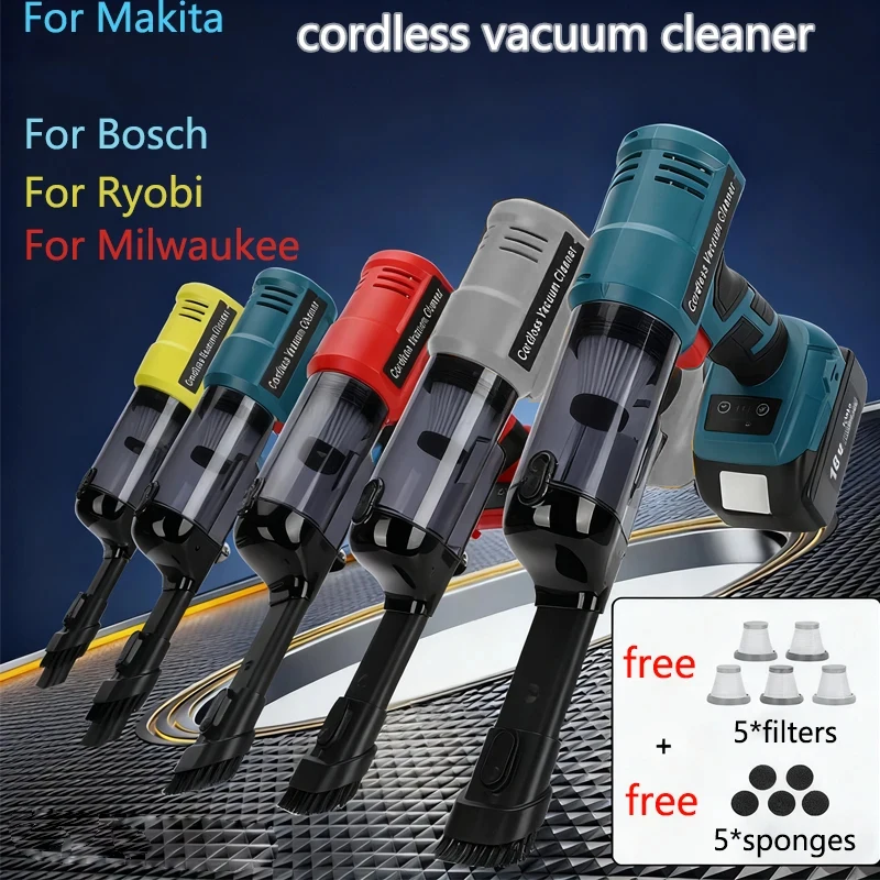 Wireless Vacuum cleaner Strong Suction Handheld Electric Vacuum Cleaner  for Makita for DeWalt/ Milwaukee/Bosch/Ryobi 14.4V-20V