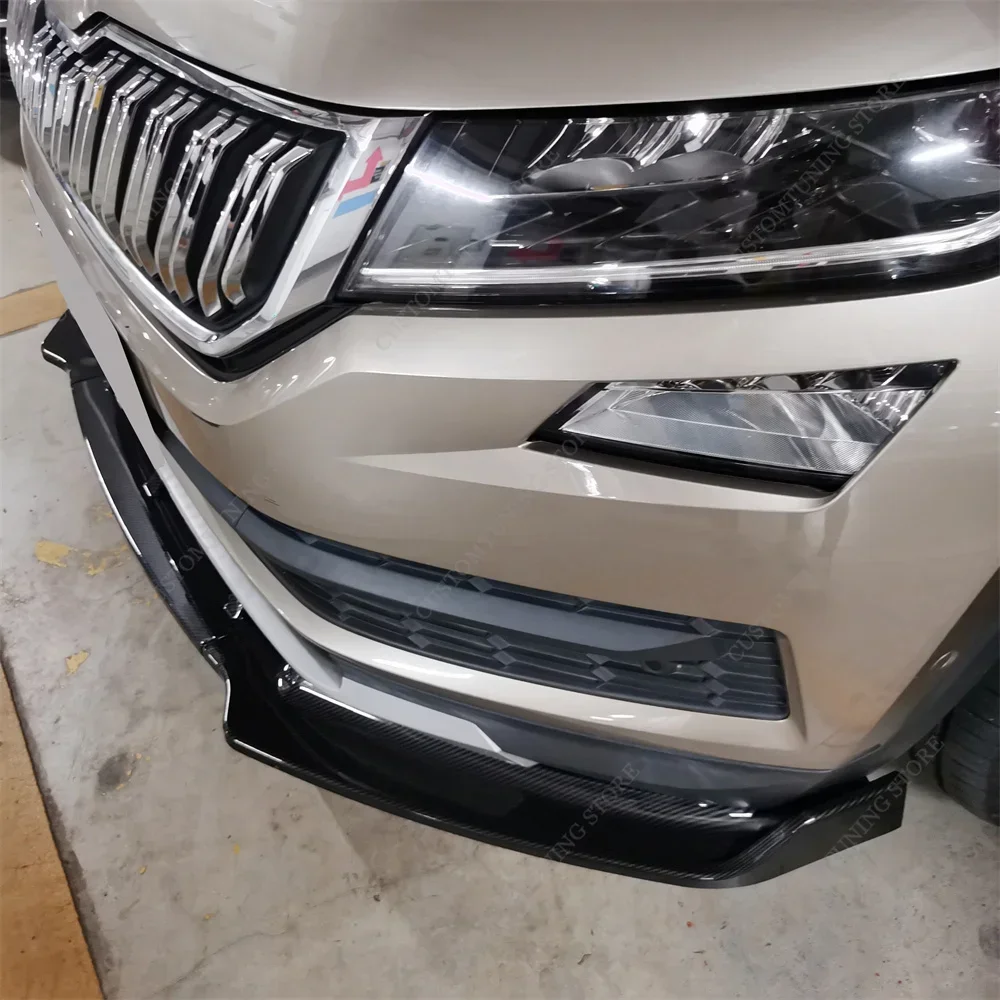 For Skoda KODIAQ NS7 NV7 NS6 3Pcs Car Front Bumper Lip Spoiler Splitter Diffuser Kodiaq MK1 TSI TDI 2016-2021 Bodykit Tuning