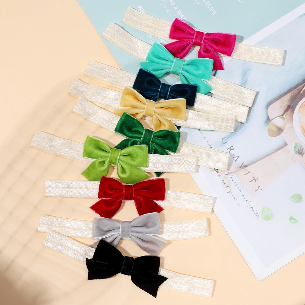 

9pcs/set Cute Kids Handmade Bow Thin Headbands Girls Elastic Nylon Thin Headbands Baby Toddler Hair Accessories
