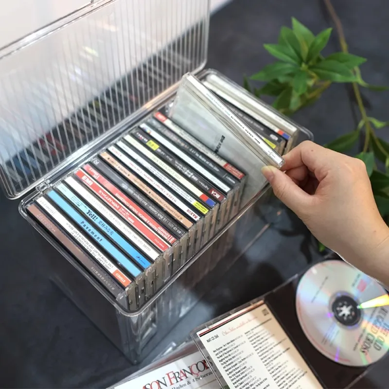 

Acrylic Dustproof Box with Cover CD Record Storage Box CD PS4 PS5 Disc Switch Game Cartridge Organizer Transparent Storage Box