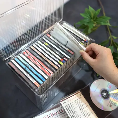 Acrylic Dustproof Box with Cover CD Record Storage Box CD PS4 PS5 Disc Switch Game Cartridge Organizer Transparent Storage Box